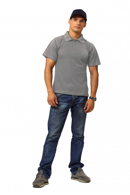 Рубашка мужская "Поло" короткий рукав цвет серый